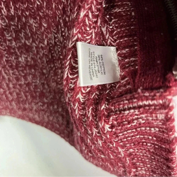 Marled Reunited Heather Red Side Zip Crewneck Sweater S - Picture 6 of 6